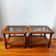 Pair of wooden and cane sofa ends
