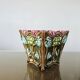 Vase, art nouveau cache pot, in barbotine, Onnaing majolica with floral motif.