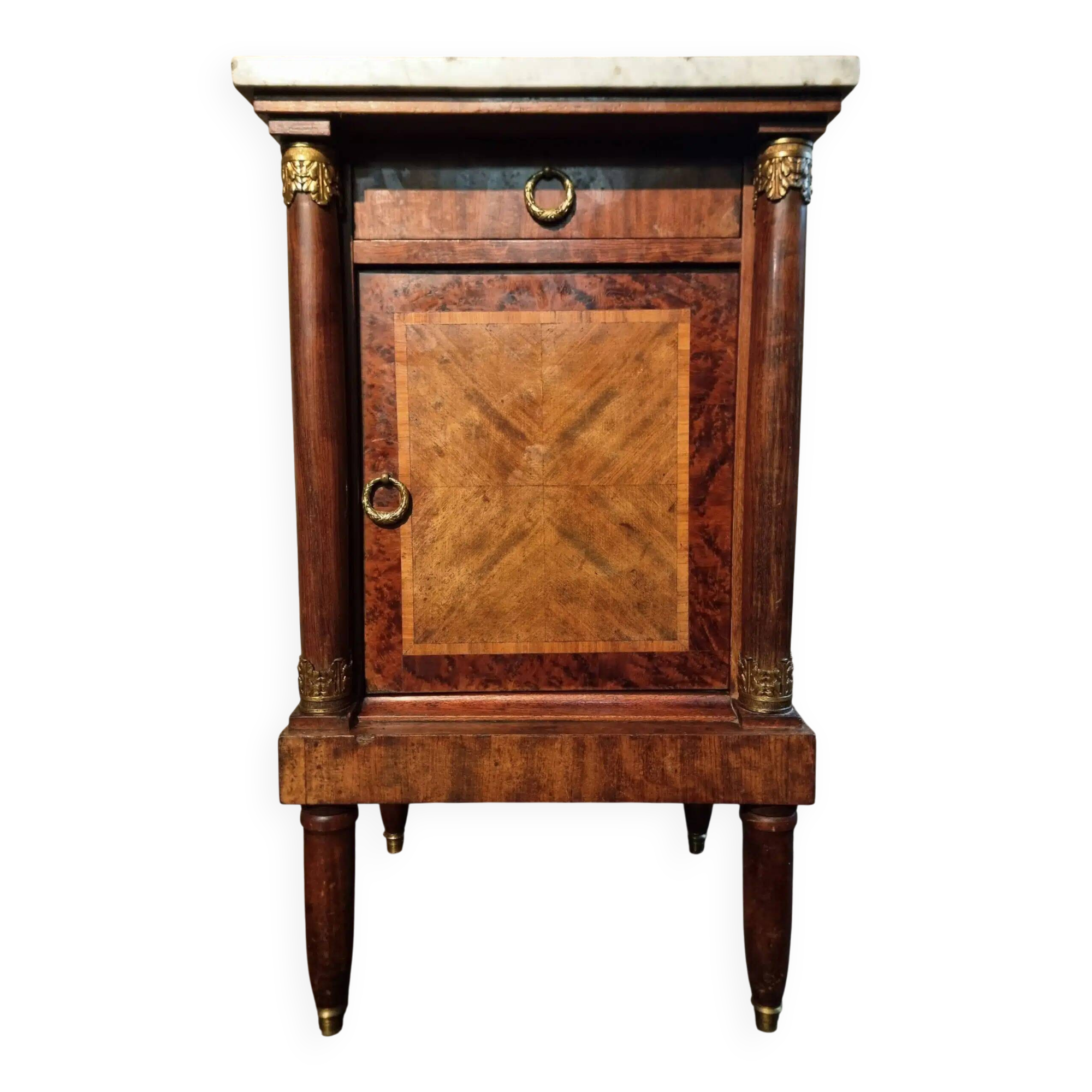 Table de chevet Empire français avec dessus en marbre
