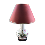 Old ceramic lamp art de Rodez in red burgundy vintage lampshade