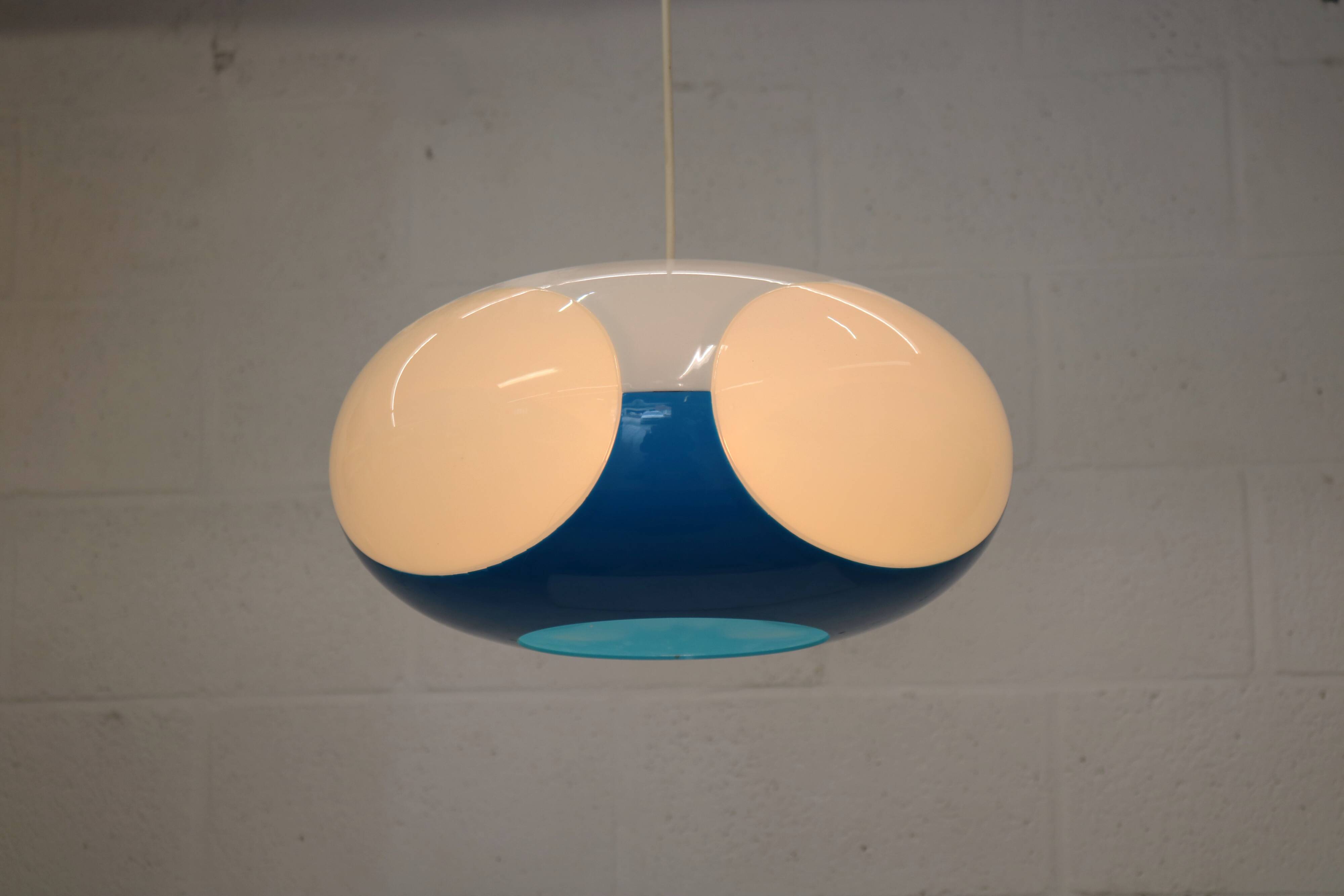 Unique Space age bug eye ufo lamp *** Massive Belgium *** blue and white