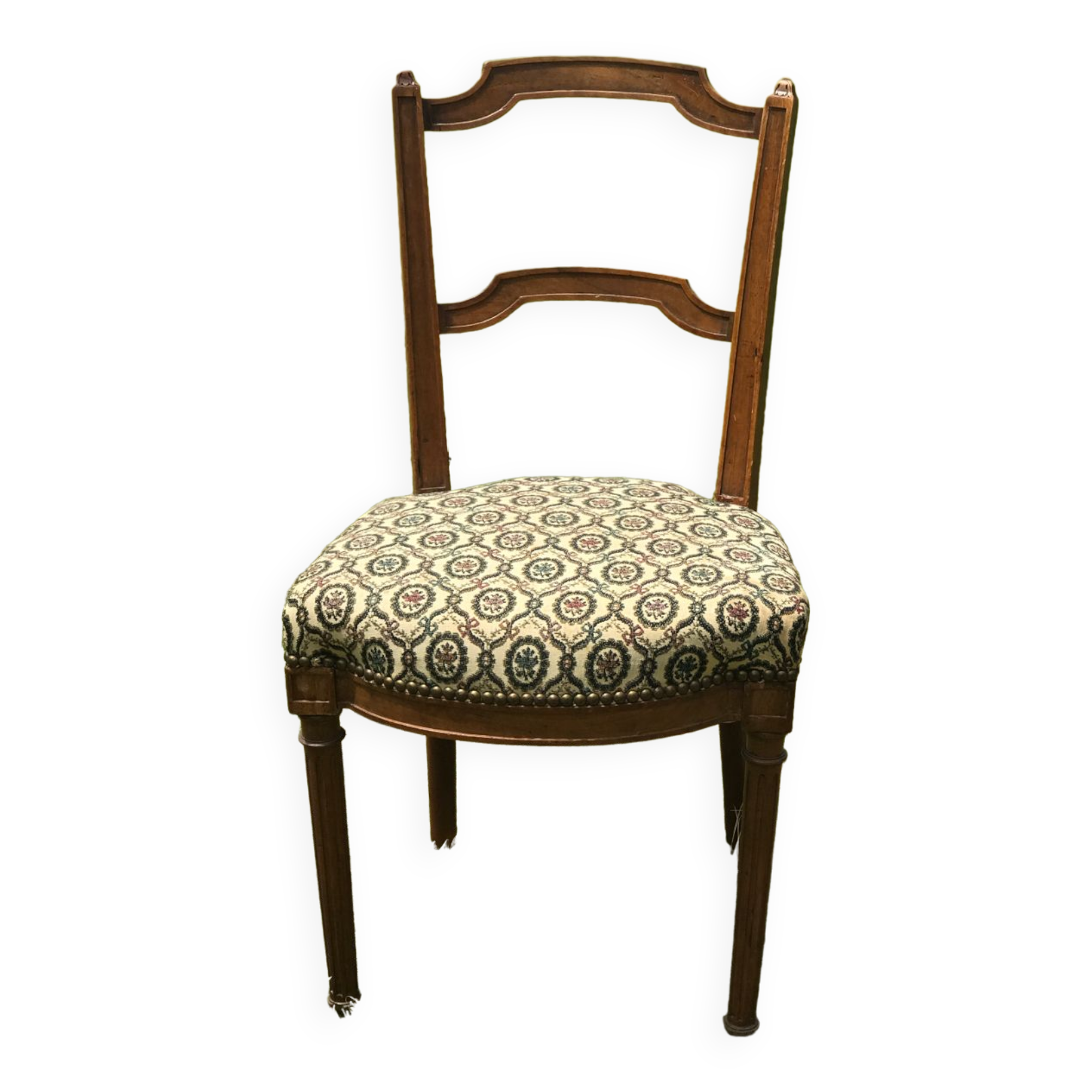 Antique chair seat upholsterer medallions