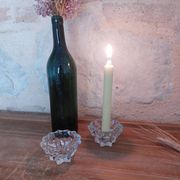 Pair of star pattern glass candle holders