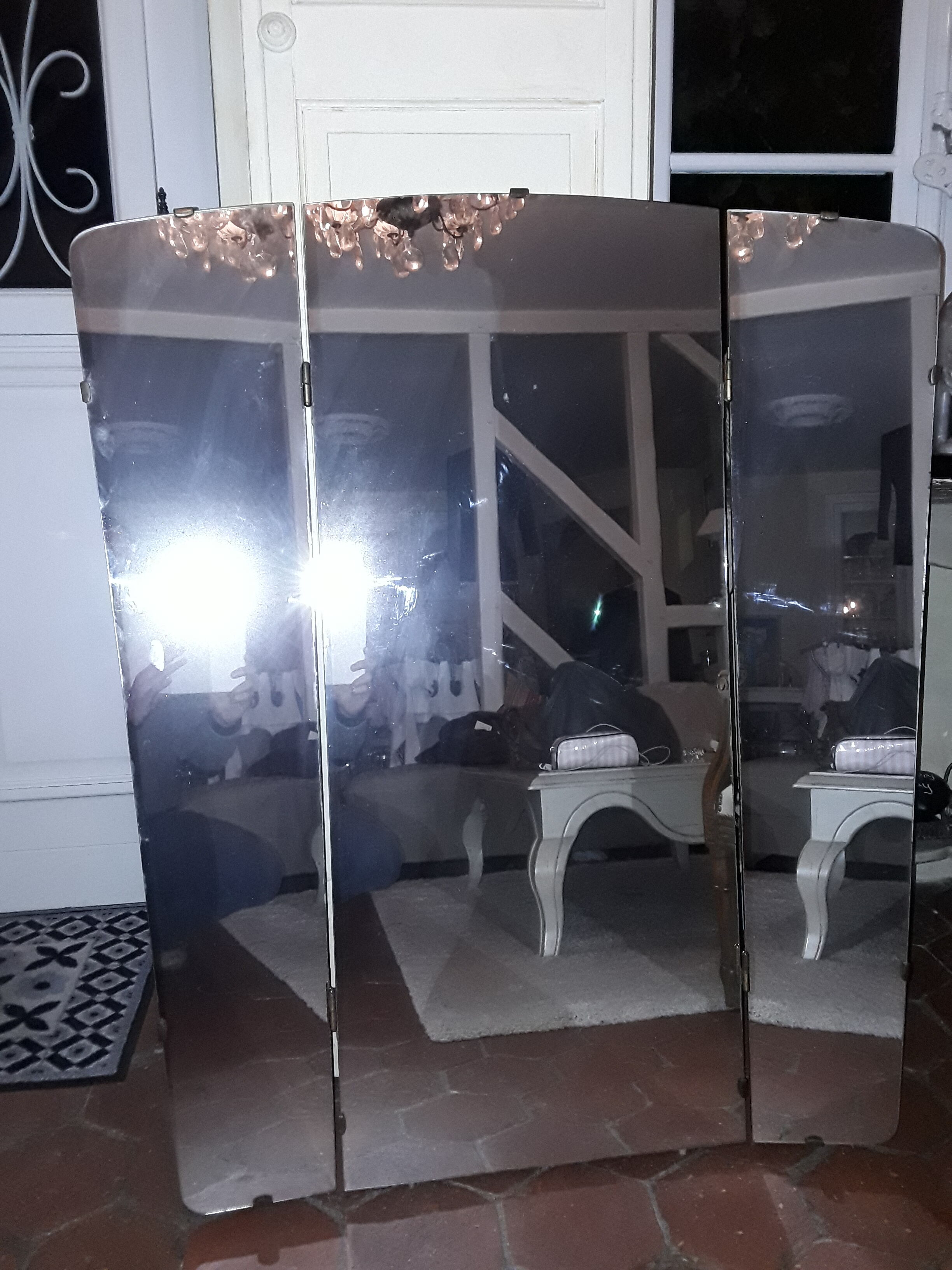 Vintage giant triptych mirror  111x94cm