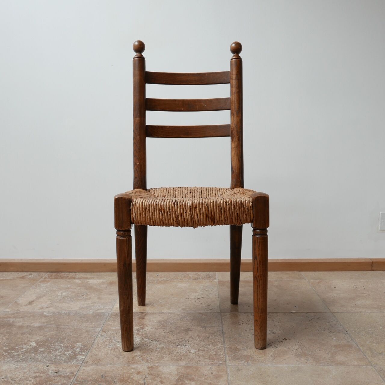 Set of 14 mid-century french rush farmhouse dining chairs