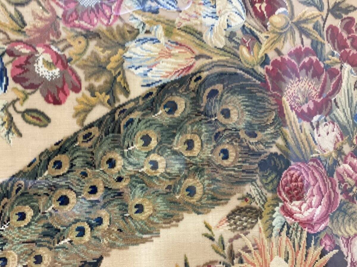 Cross-stitch tapestry in a Louis XVI style frame from around 1900.