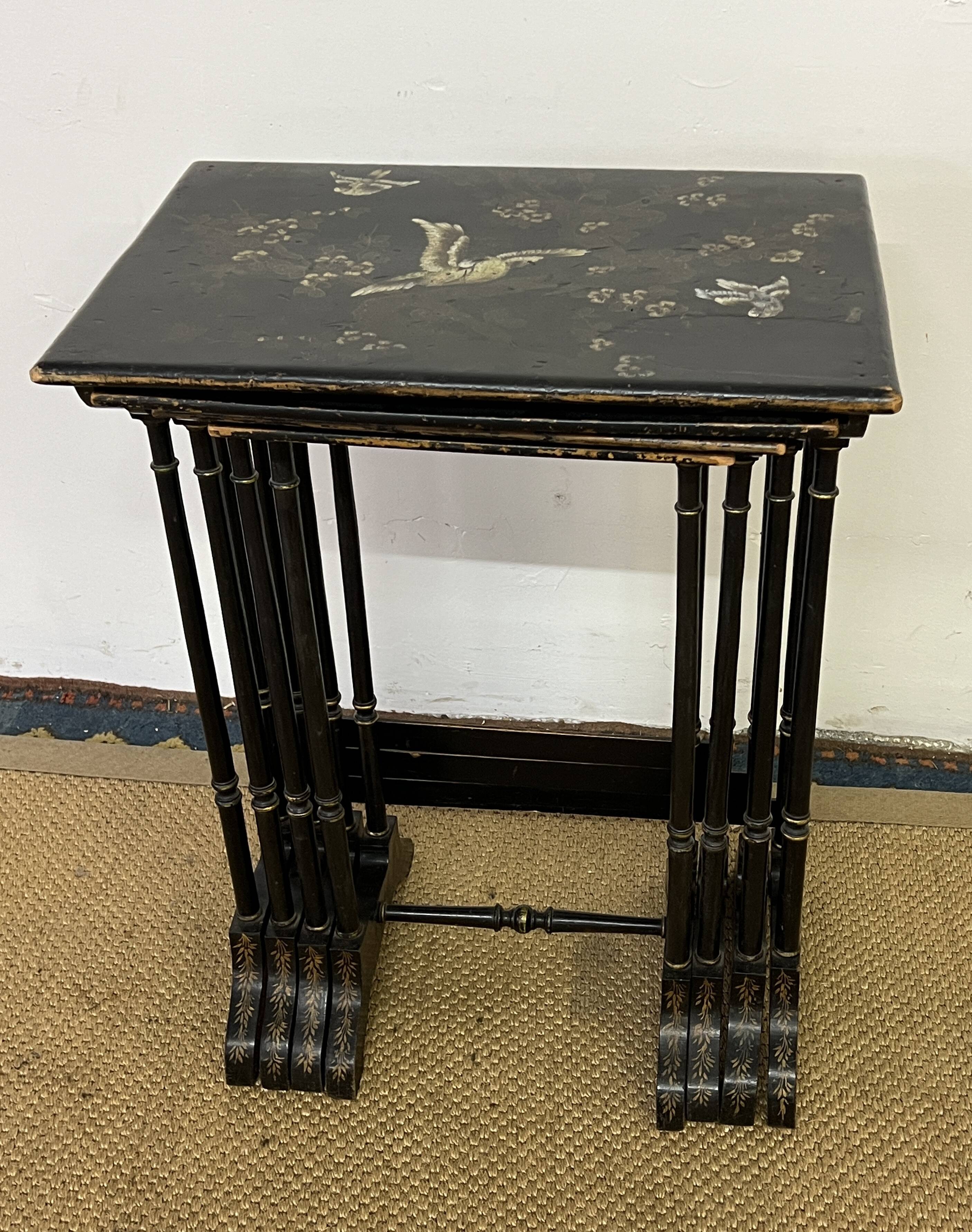 Set of 4 wooden nesting tables, Napoleon III