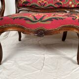 Louis XV style bench upholstered with petit point tapestry, early 19th century
