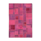 Hand-Knotted Oriental Vintage 207 cm x 304 cm Pink Patchwork Carpet