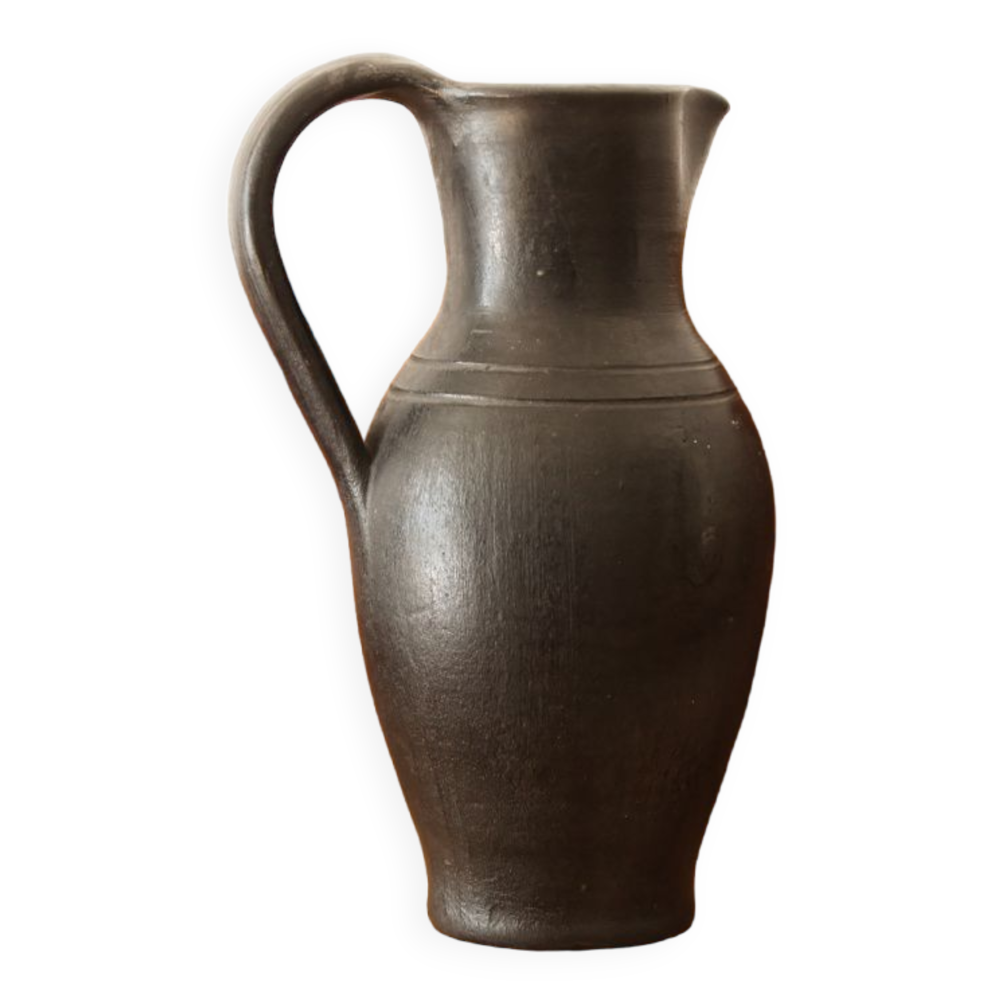 Black ceramic pitcher