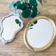 Miroir art déco doré et patiné blanc 30x45cm