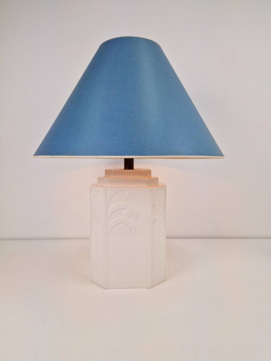 White Ceramic Palm Tree Table Lamp in the style of Serge Roche, 1970s
