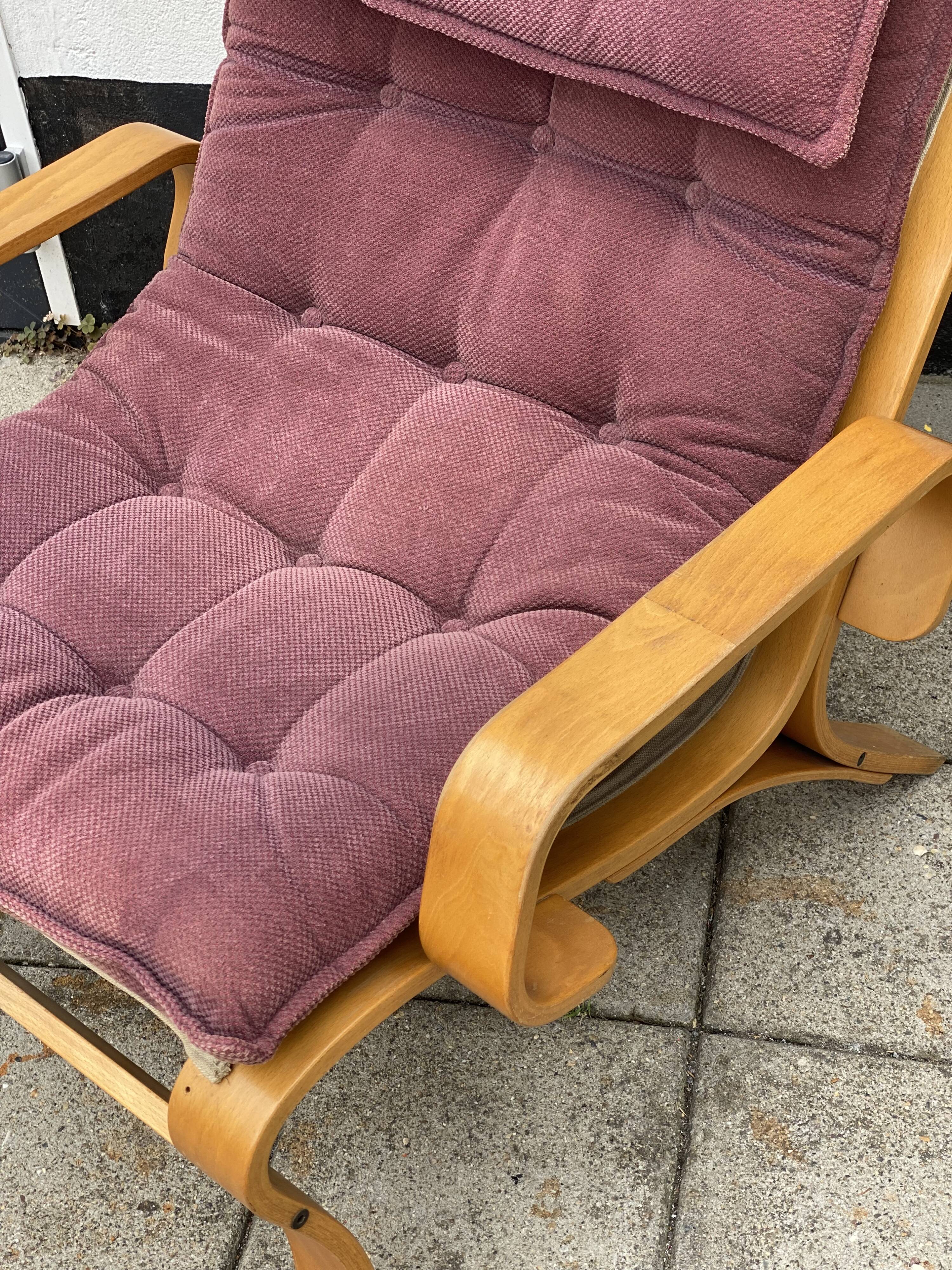 Vintage Swedish Bent Wood Lounge Chair