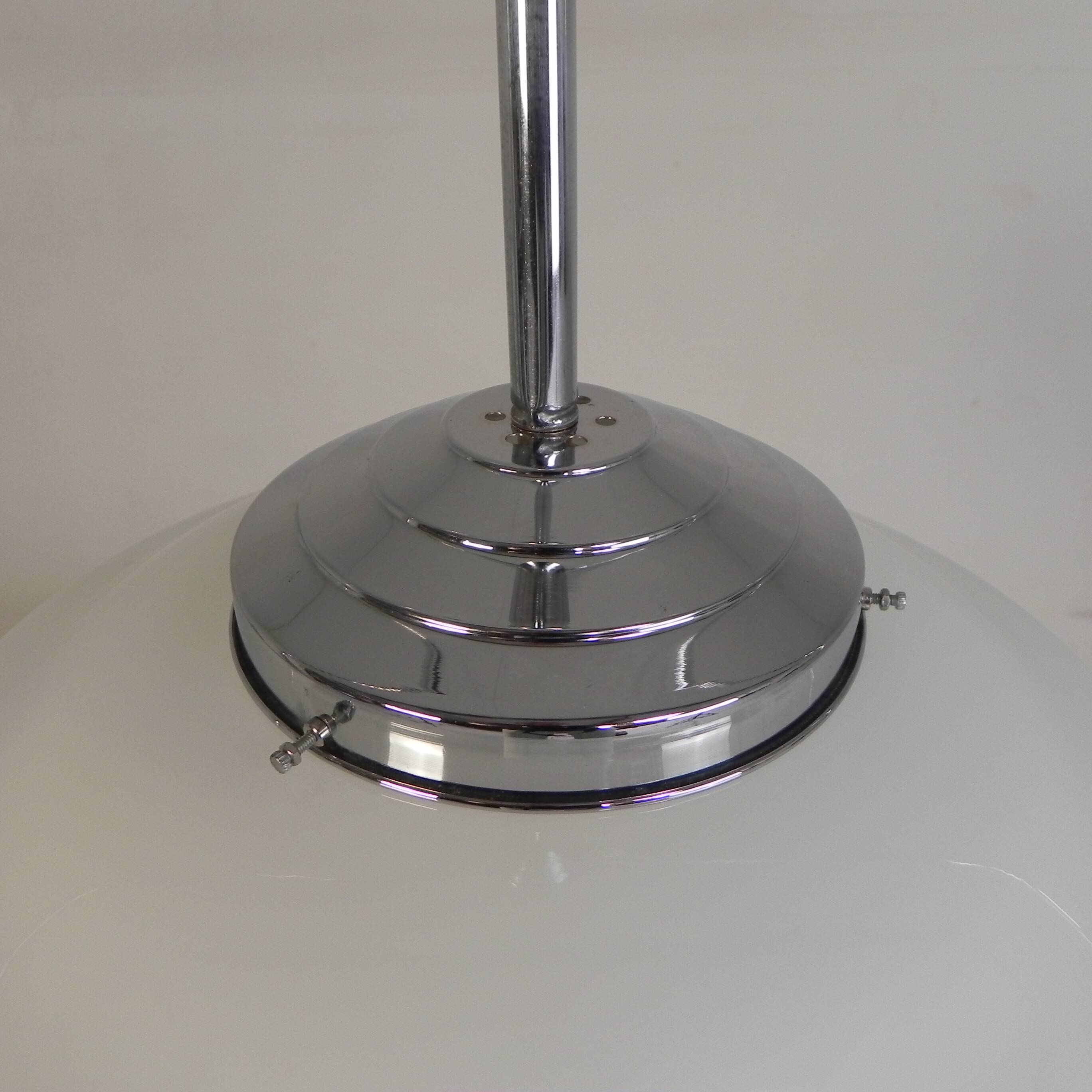 Art Deco pendant light with white glass shade, 1930s