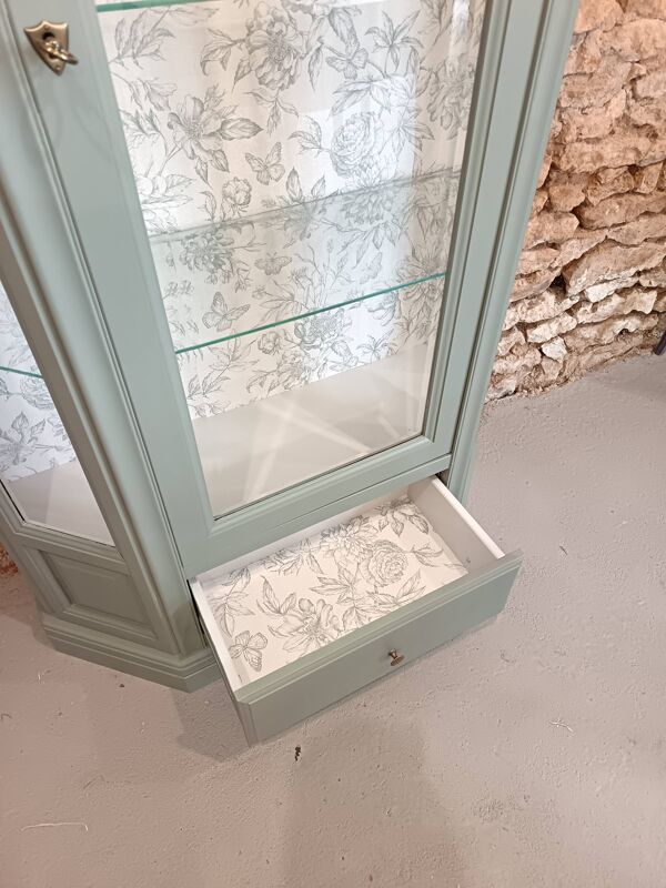 Vitrine vaisselier bibliothèque vert bronze