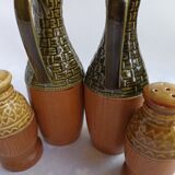 Vintage wooden and ceramic condiment set