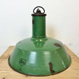 Grande Lampe à Suspension Industrielle en Émail Vert de Revo, 1940s