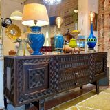 Brutalist African sideboard attributed to Berquin 1960