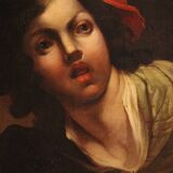 Antique French painting from the 18th century, portrait of a soldier