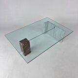 Base en verre et marbre à deux pierres vintage, Italie, années 1970