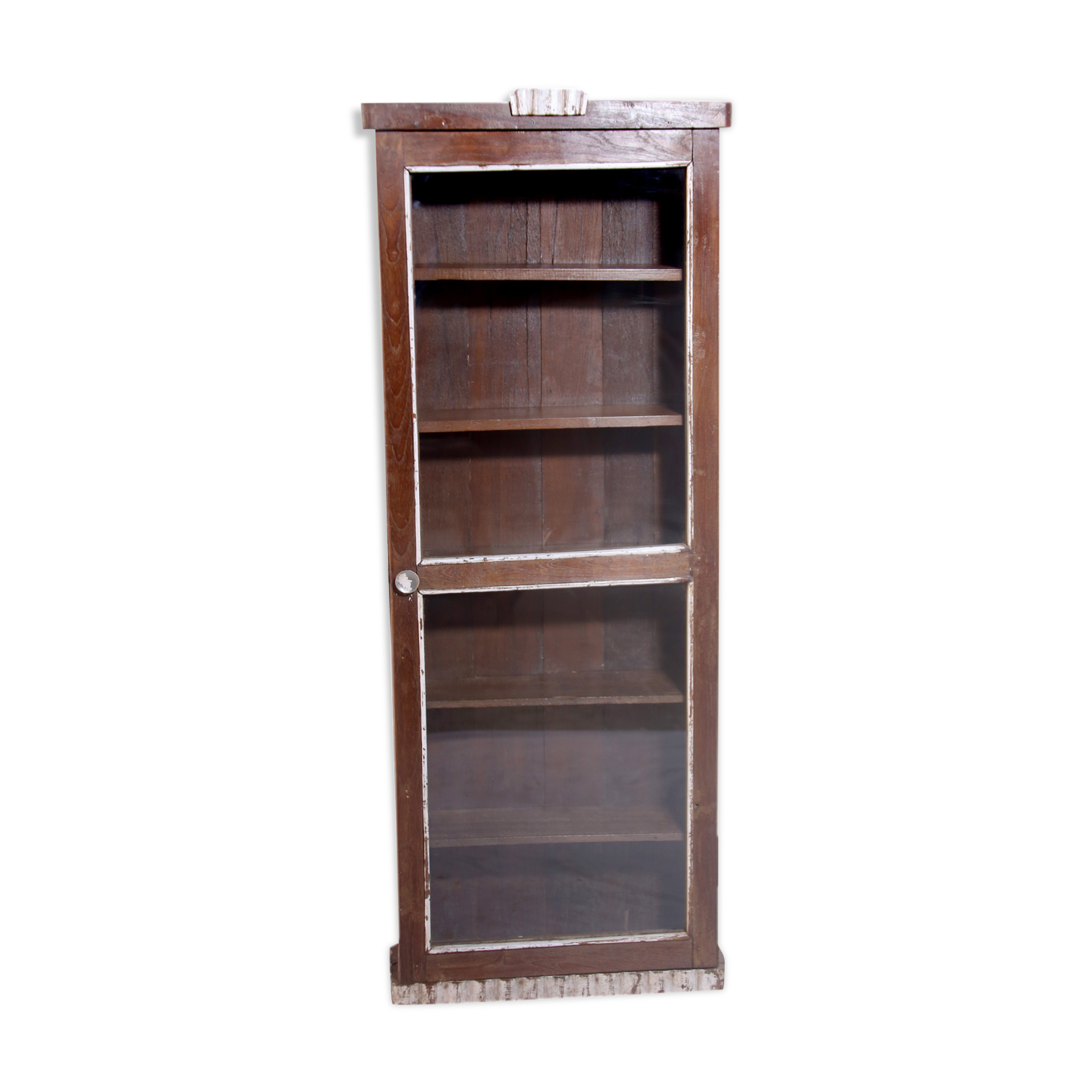Art Deco wall showcase in ancient Burmese teak