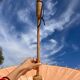 Powder pink paper umbrella and wooden handle