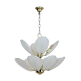 French chandelier in brass with Murano glass shells, 1970s
