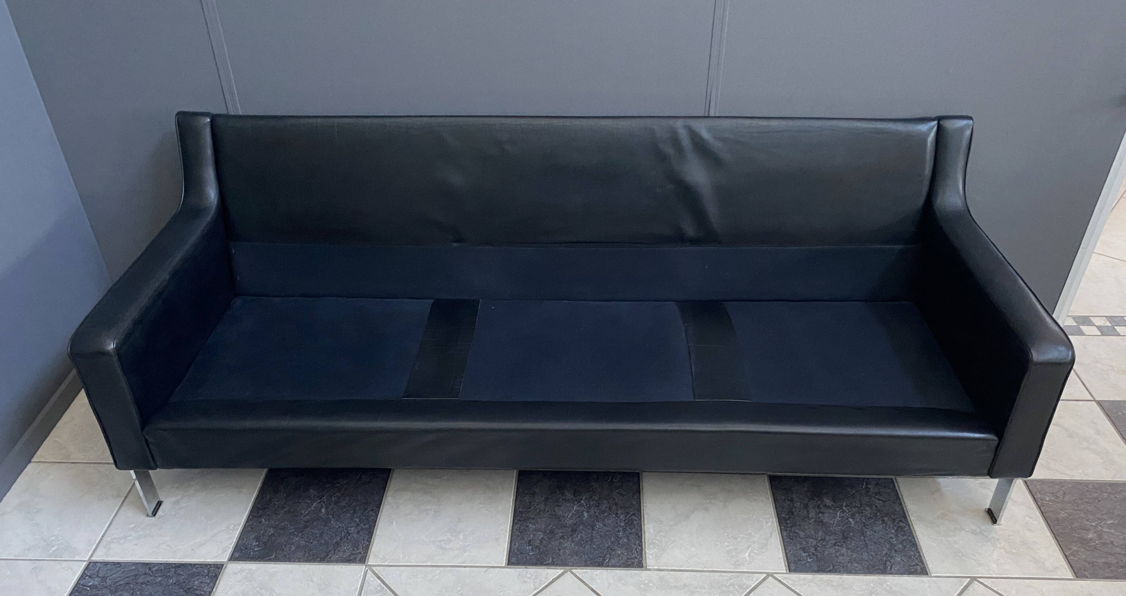black leather Tecta -seat sofa by Hans Konecke 1960s