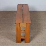 Vintage bench in solid elm produced by Maison Regain, 1980