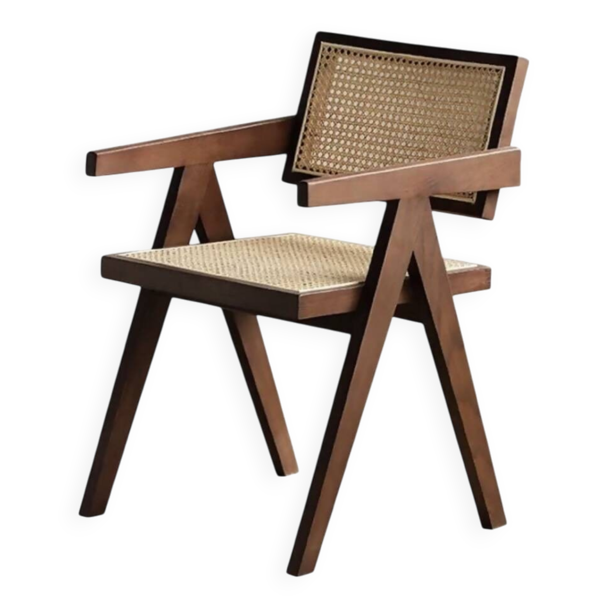 Wooden and rattan cane chair