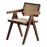 Wooden and rattan cane chair