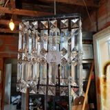 Vintage Chrome Chandelier and Transparent Plastic Pendants