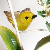 Painted metal flower and bird lamp base