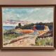 Original Swedish Oil on Canvas - 'Beach House in a Grove' by Carl Köhler - Signed - Vintage and Framed - 38 × 30 cm