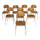 Set of 8 metal and wood school chairs  
Former Czechoslovakia 1960