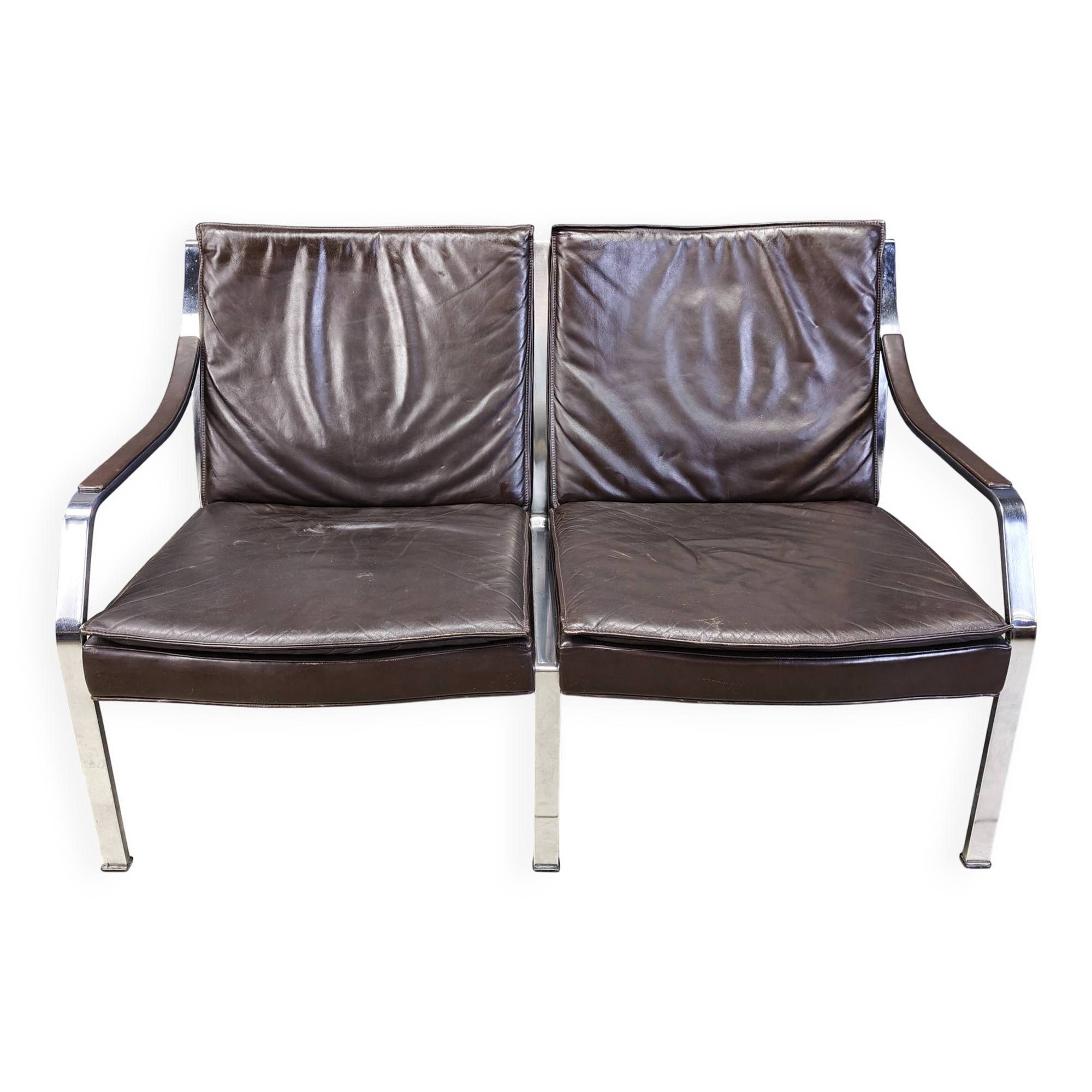 Leather sofa by Preben Fabricius and Jorgen Kastholm for Walter Knoll