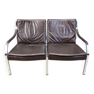 Leather sofa by Preben Fabricius and Jorgen Kastholm for Walter Knoll