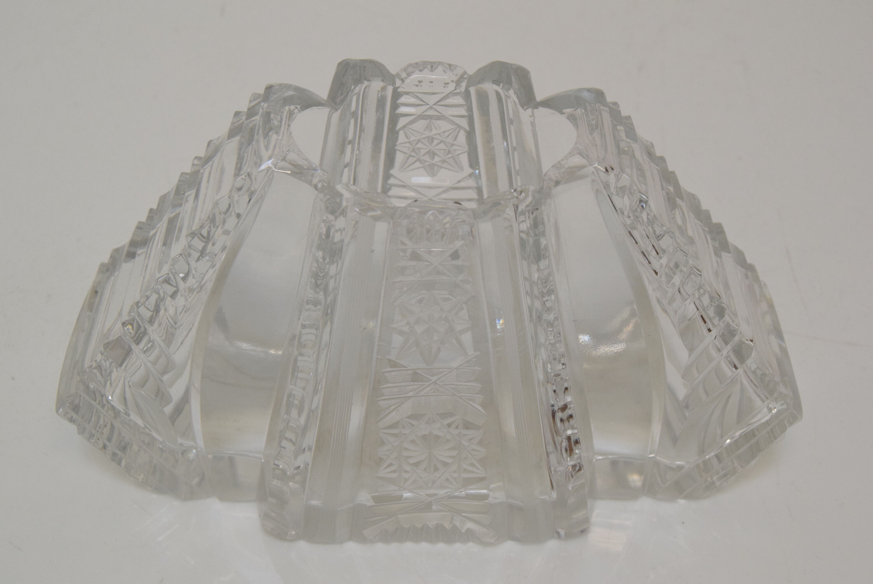 Vintage Cut Crystal Glass Vase, Glasswork Novy Bor, 1950's.
