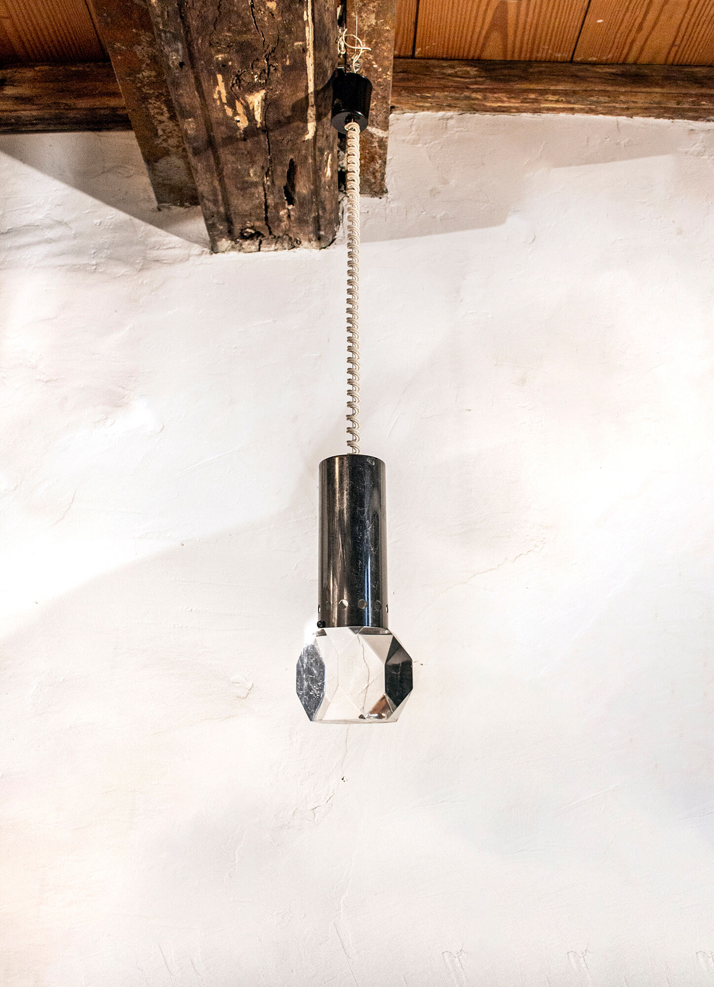 Ceiling lamp in steel and plexiglas Italy 70s