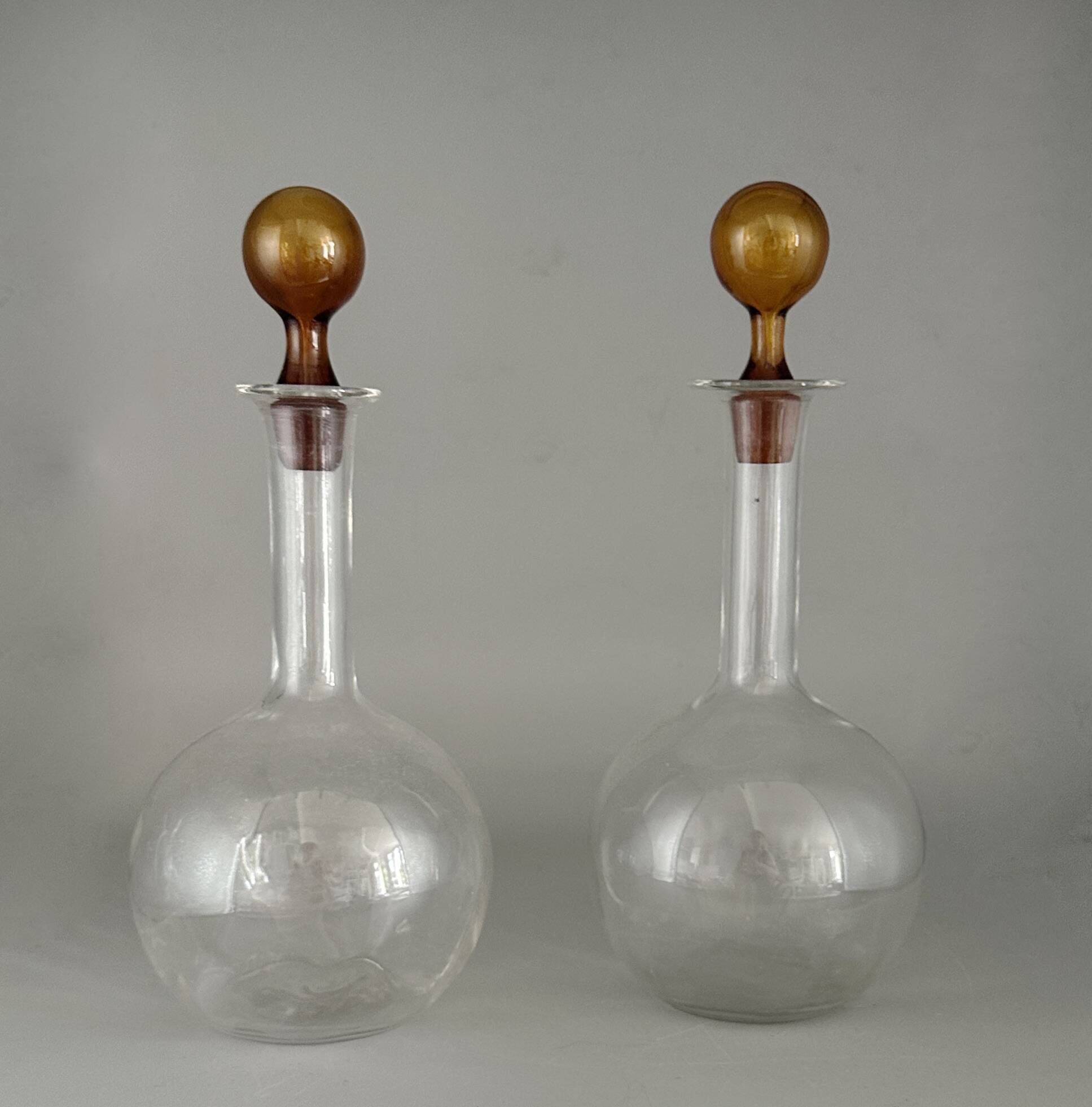 Set of 41 antique glasses with amber stems - water, wine, liqueur, champagne cups.