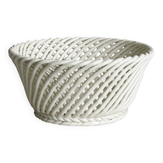 Corbeille en céramique tressée blanche