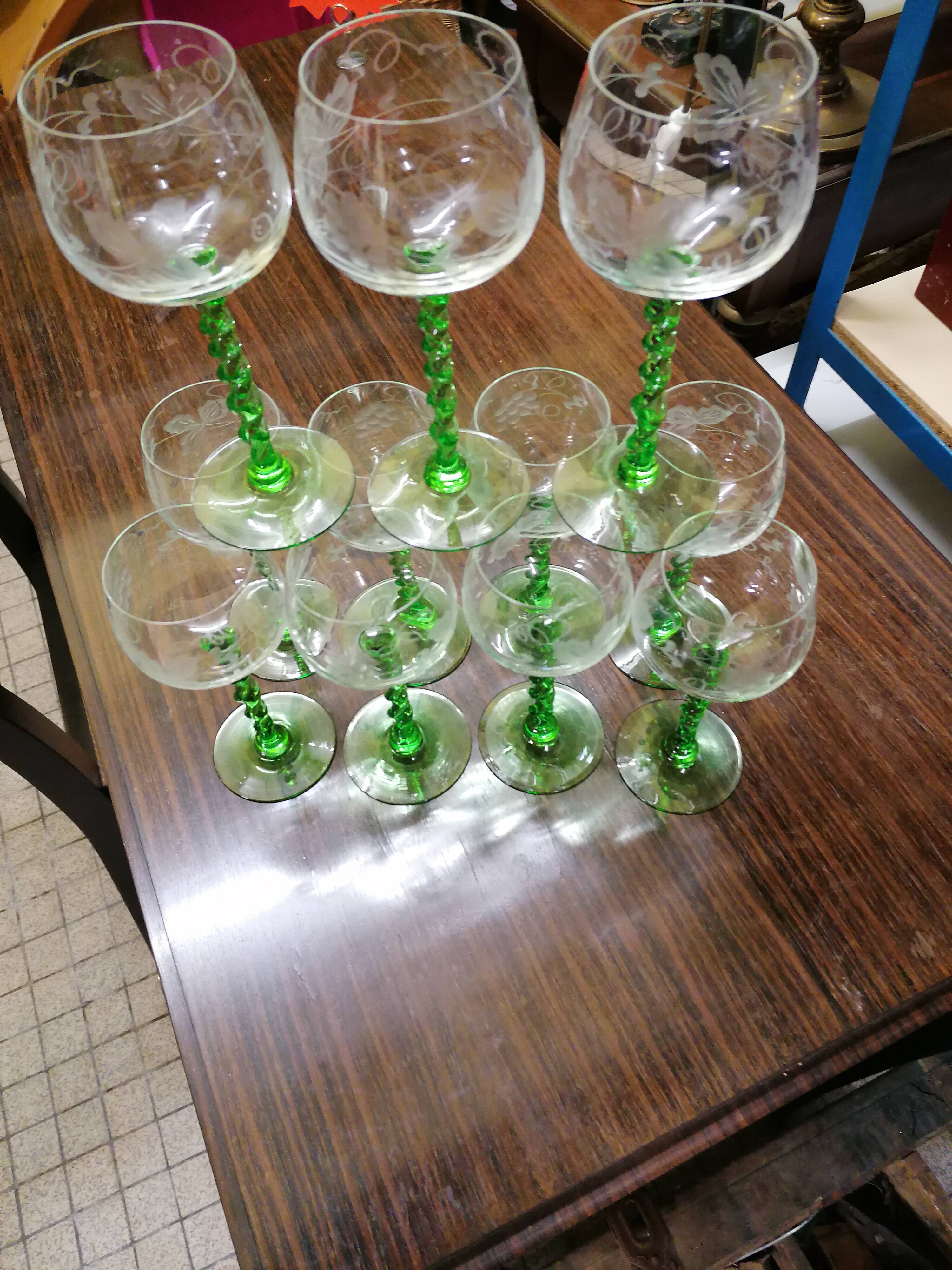 11 crystal Alsace wine glasses
