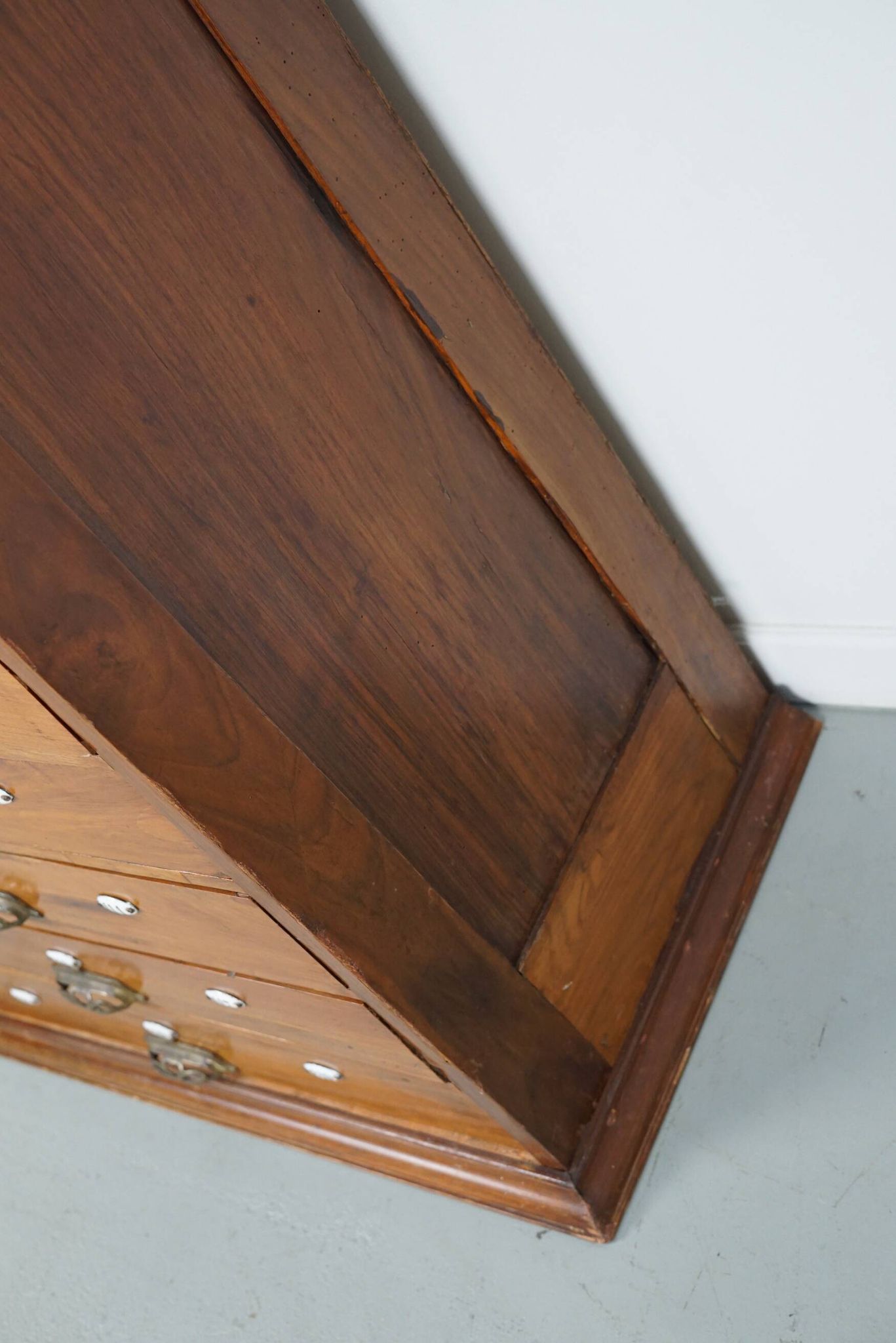 Very Tall Dutch Art Nouveau Walnut Apothecary Cabinet Barber Cabinet, 1900s
