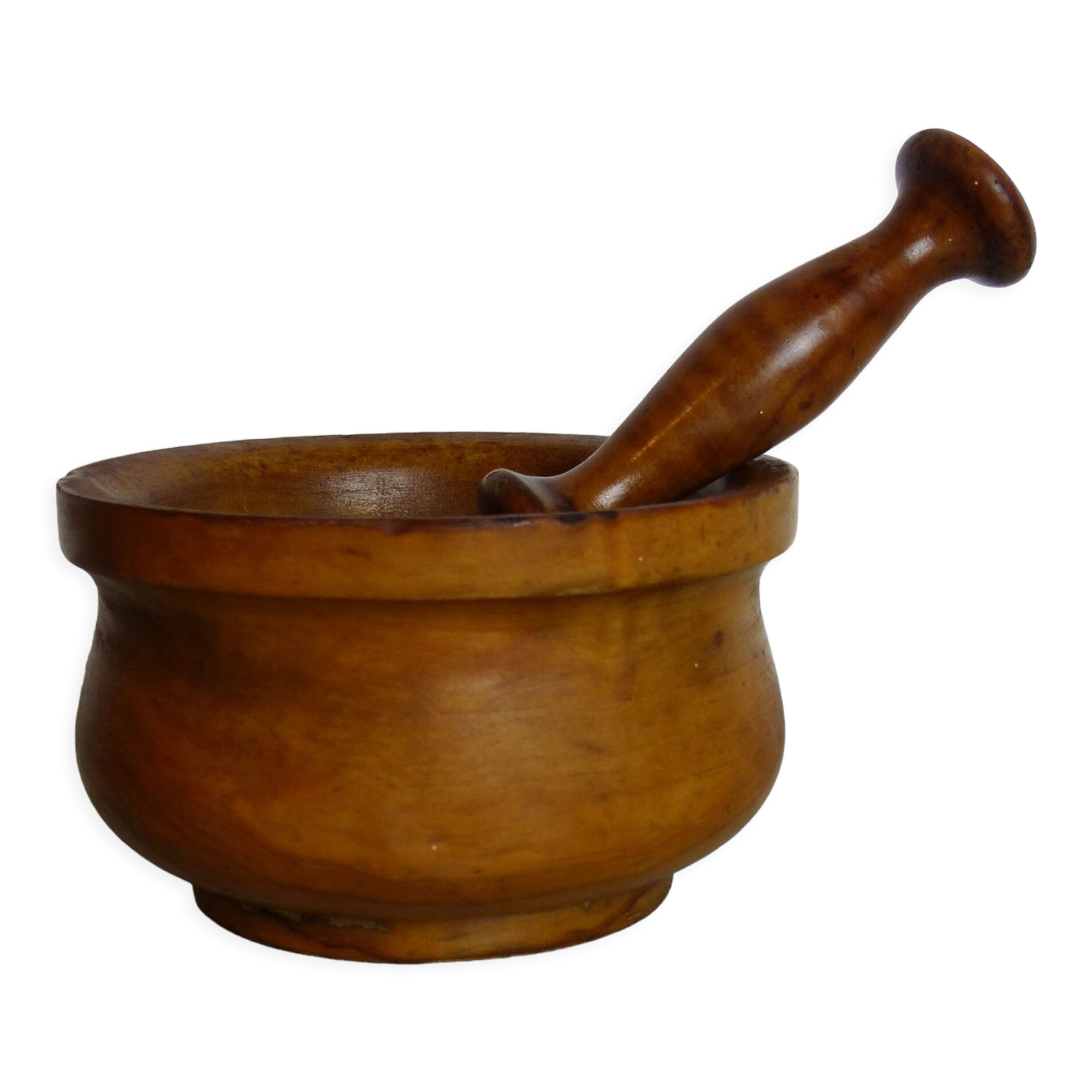 Wooden mortar and pestle