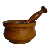 Wooden mortar and pestle