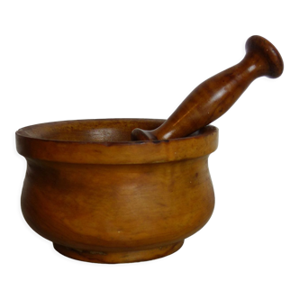 Wooden mortar and pestle