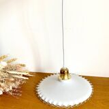Crenellated opaline pendant light