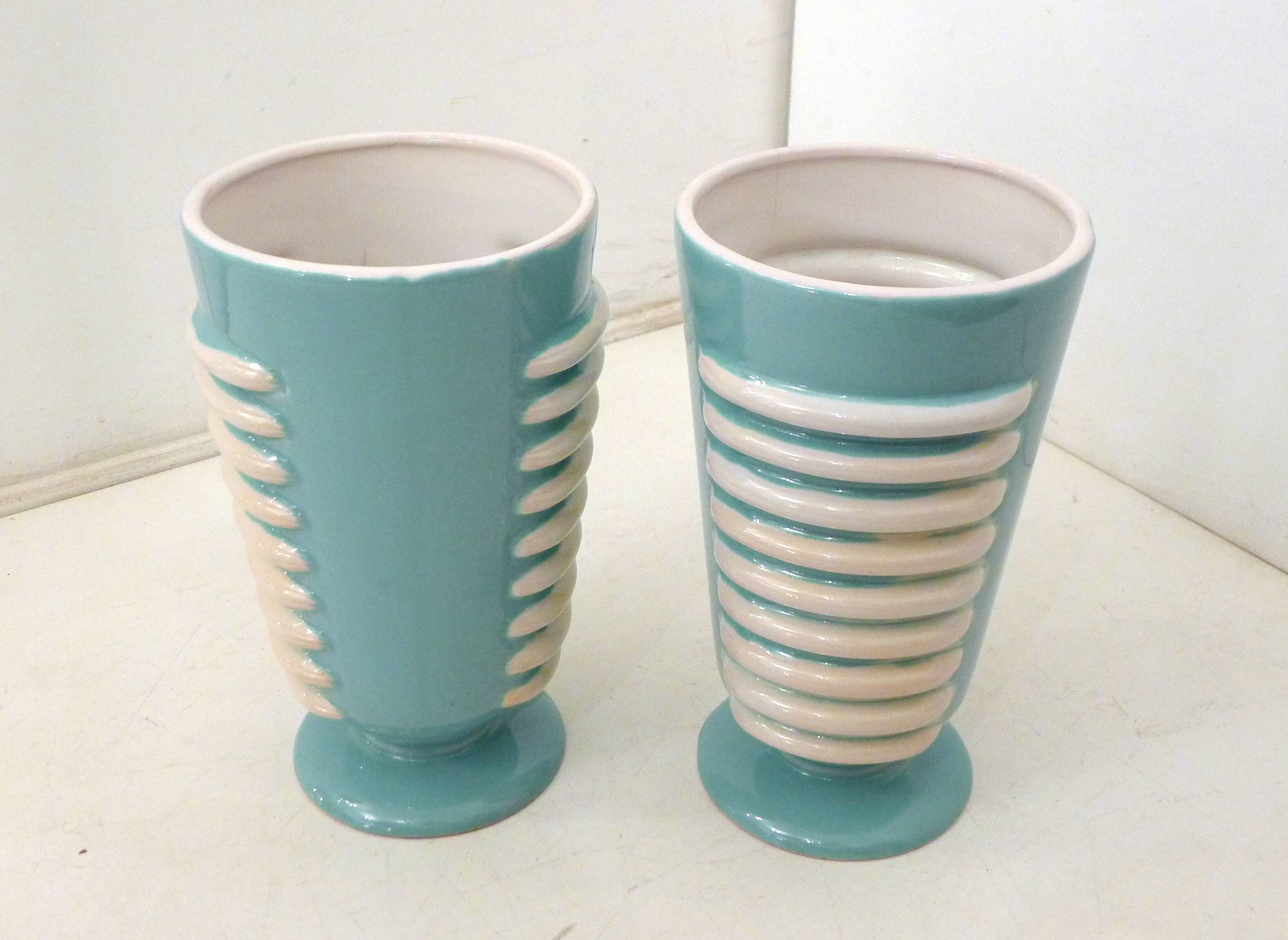 Paire de grands vases Art Déco 1940' Saint-Clément (H 25,5 cm)