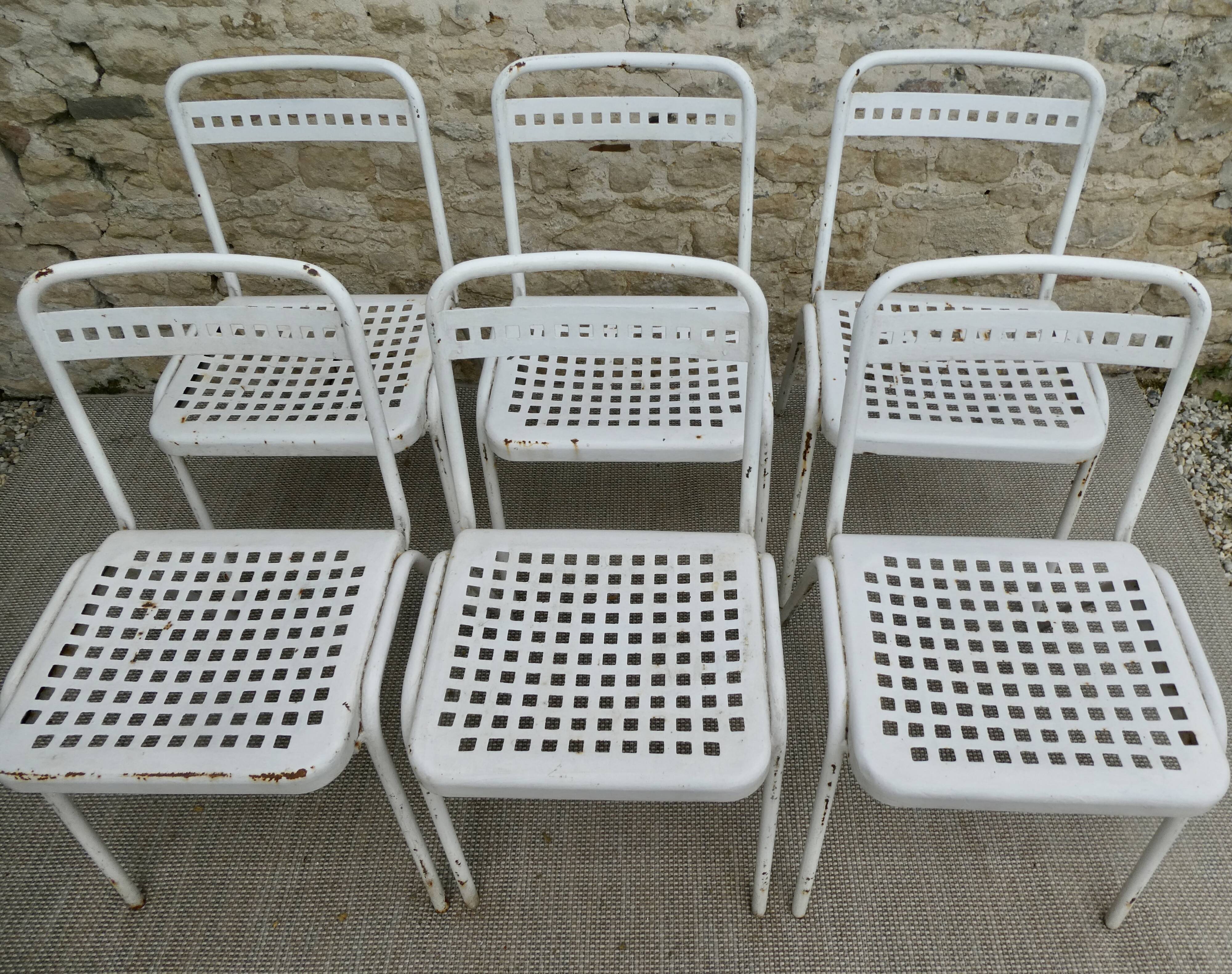 6 metal chairs Souvignet France, circa 1960