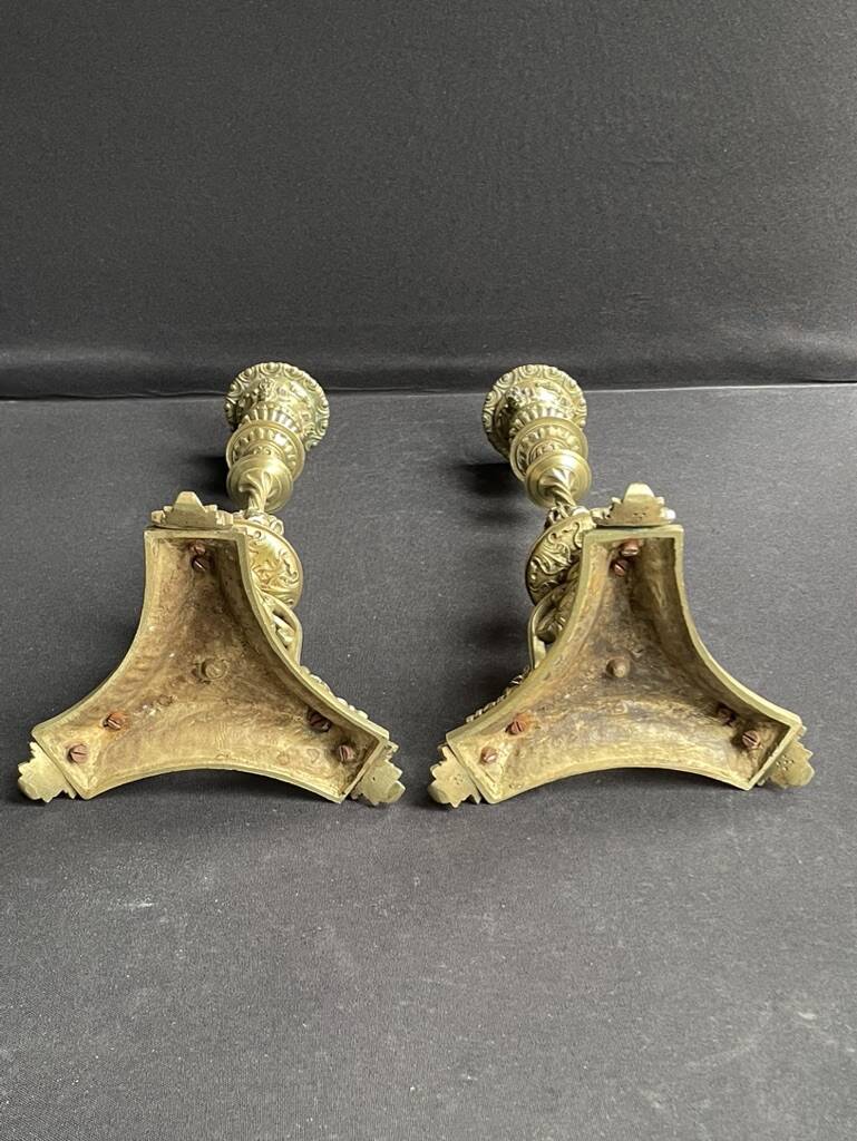 Pair of 19th century candlesticks – Gilt bronze